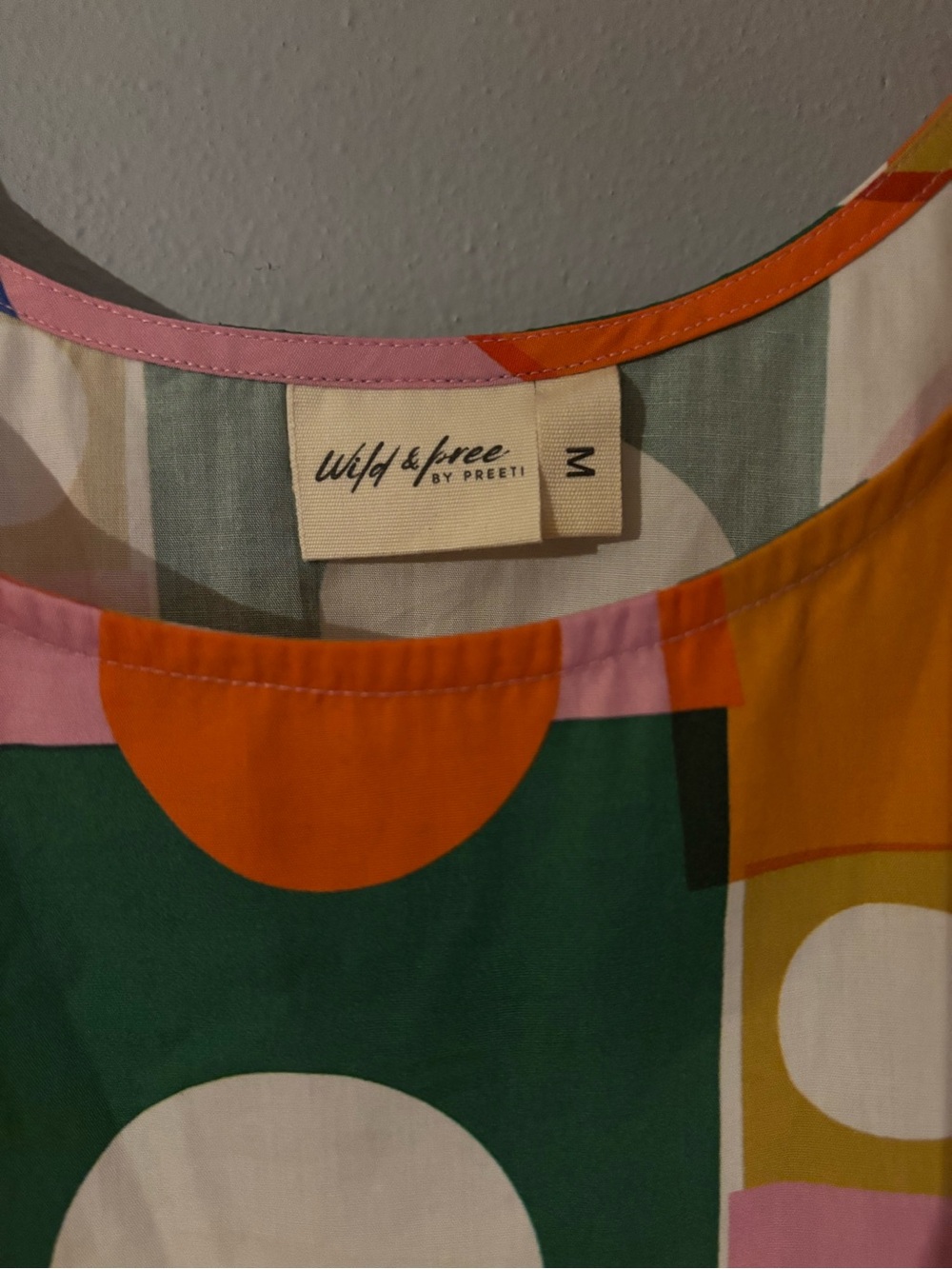 Geometric Tie-Shoulder Midi Dress in Pink, Blue, Green, Yellow, Orange - Picture 7 of 11